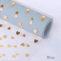 50CM * 1M/Pack 하트 래핑 된 원사 스크랩북 장식 거즈 꽃 꽃다발 포장지 꽃집 재료 공예 용품 종이, 09 Blue