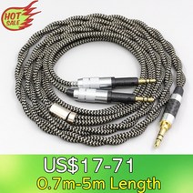 오디오 케이블 2 코어 2.8mm Litz OFC 이어폰 실드 꼰 슬리브 케이블 오디오 테크니카 ATH-R70X 헤드폰 헤드셋, 04 3m, 03 4.4mm