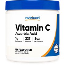 Nutricost 비타민C 아스코르빈산 파우더 1파운드 글루텐 프리/논GMO, 8 Ounce (Pack of 1)
