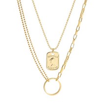 귀여운돼지샵 골드 2종체인 여신상 링 쇄골 목걸이
