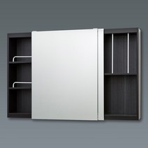 모카 전면 거울 슬라이드 도어 욕실 수납장 1200, 블랙, 1개