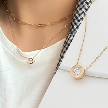 다이아모어 14K 베이직 라운드 우물 큐빅 펜던트 목걸이 여자친구 100일 1주년 선물