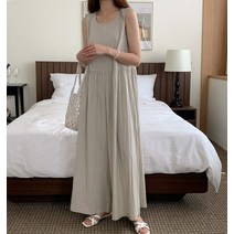 코지 셔링 레이어드 뷔스티에 민소매 점프수트