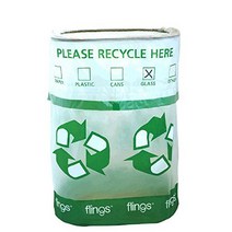 Amscan Flings Bin - Recycle Patented Pop-Up Trash Bin 22 x 15 x 10/13 Gallon Green, 1