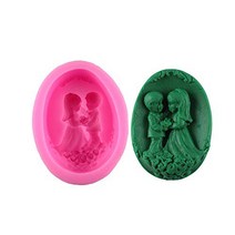 Bride and Groom Silicone Fondant Molds Chocolate Molds Cake Decorating Tools Pottery Clay Silicone M, 1