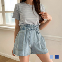 앞리본 3부 데님팬츠 DM-220619