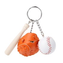 야구수비장갑 미니 세 조각 야구 글러브 키 체인 핸드백 키 링 스포츠 선물 클럽 볼 키, 오렌지