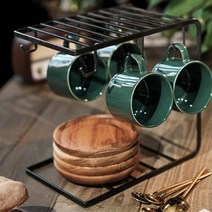 주방 컵정리소품 모던 머그컵 거치대 컵걸이선반, 1개, 블랙