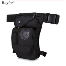 Buylor drop leg bag 빈티지 허벅지 팩 fanny 밀리터리 모터 사이클 메신저 캔버스나일론 사이클 숄더 백 승마 허리 팩, 블랙 나일론