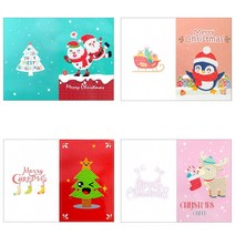 크리스마스카드 만들기 보석십자수 성탄카드 만들기 10인세트, 10개, 03_카드_풍선산타