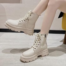 아이보리 키높이 여성 워커 캐주얼 통굽 구두 봄코디