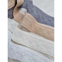 레이스여왕 플로팅 하트 양면 자수 면레이스 폭 4.5cm X 90cm 국내제작, 백색