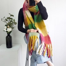 빅사이즈 포근 아크 체크 컬러 머플러