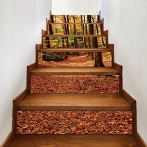 자연 경관 계단 시트지 스티커 이동식 방수 3D 홈 인테리어 아트 장식, 18x100cmx13pcs, LT6-96