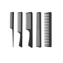 K-블랙우드 탄소 섬유 빗 세트 사과 빗 (M) 사과 빗 (L) 넓은 치아 빗 양면 빗 팁 테일 빗 5 개 스타일링 빗 남성과 여성 정전기 방지 내열 빗