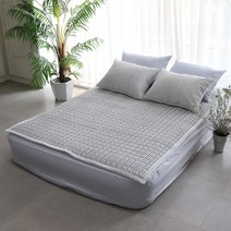 시어서커 스트라이프 여름 이불 침대 패드 베개커버 토퍼 세트