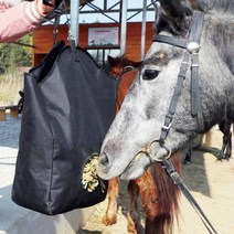 말 사료 먹이 건초 가방 마구간 나무걸이 방수 블랙
