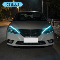 자동차 하네스 선정리 연결잭 커넥터 배선커넥터 2pcs led drl 턴 시그널 라이트 스트립 유연한 방수 자동 헤드 라이트 표면 장식 램프 자동차 주간 주행 조명 12v, 얼음 파란색에서 노란색, 70cm
