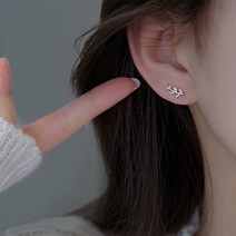 귀걸이 은침925 나무잎 큐빅 여성 패션귀걸이 데일리 크리스탈 실버