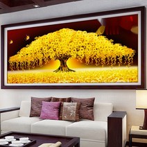F-F DIY 보석십자수 골든트리 세트, 멀티 사이즈, 90*60cm