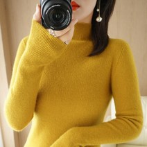 DFMEI겨울 여자 풀오버 긴팔 반폴라 니트