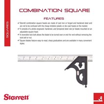 Starrett 스퀘어 헤드가 있는 스틸 콤비네이션 - 전문가 및 주택 개조에 이상적 30.5cm(12인치) 주철 헤드 양면 잠금 볼트 스피릿 레벨 11H-12-16R1564
