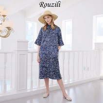 마르조 카리나 풍기인견 원피스 네이비