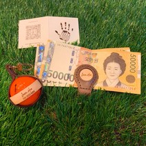 유즘 [각인 골프공포함] 골프공키링&머니클립 세트, 차콜