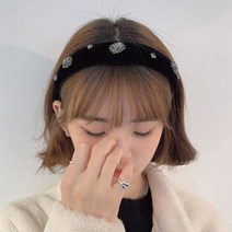 언발 큐빅스톤 벨벳 보석 명품 고급 머리띠 겨울헤어밴드 신사와아가씨 차화연
