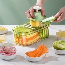 파절기 채썰기 파절이 기계 주방 야채 절단 유물 다기능 가정용 야채 절단기 감자 강판 강판 파쇄 양파 슬라이서, [08] 말차 그린 8점 세트(칼날 6개+핸드 가드)