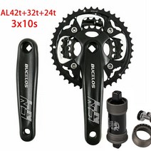 크랭크암 체인휠커버 BUCKLOS-3x9S 3x10S MTB 크랭크셋 더블/트리플 스피드 자전거 세트 스퀘어 홀 104/64, 09 10S Crankset Al-BB