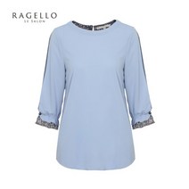 [라젤로] 배색 플라워 블라우스_RG0MBL125