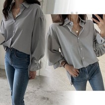 chicme 시크미 여성 스트라이프 쉬폰 프릴 겨츠 블라우스