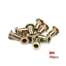 스테인리스 스틸 및 탄소강 플랫 헤드 리벳 너트 세트 M3 나사산 인서트 캡 200, 07 50pcs M3