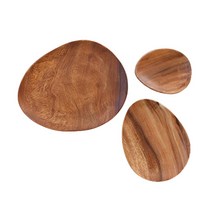 아카시아 우드 나무 원목 조약돌 접시 3size 특이한 빵접시 브런치 홈카페, 조약돌접시-대
