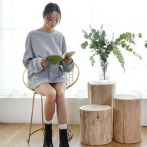 통나무스툴 원형 스툴 벤치 가정용 복고풍 의자, 높이 50 구경 21-24cm