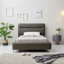 장보리 인조가죽 앤디 슈퍼싱글침대 프레임+깔판 세트 1350, 머드그레이