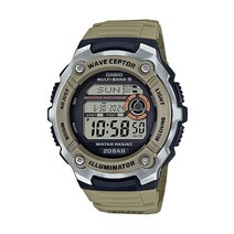 Casio Wave Ceptor 일루미네이터 원자 시간 표시 스톱워치 남성용 디지털 시계 WV-200R-5ACF 베이지.