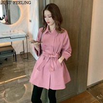 JUST FEEL!NG봄코트 키작녀 패션 a라인 트렌치 자켓 무지 점퍼