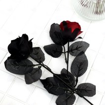 검은 장미 고급 흑장미 블랙 로즈 다크 rose 조화 모조 꽃 꽃송이 사진 포토 촬영 스튜디오 소품 그리기 재료 인테리어 장식 꽃꽂이 꾸미기 데코 연인 선물 장식품 꽃조화, A 블랙