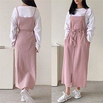 (OPS-551)잔골지 아일렛 멜빵 롱원피스