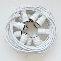 국내제작 30m30소켓(화이트) 1.5SQ E26 LED 10w전구 30개 전등선 오징어등 루프탑 펜션 카페 야외 조명, 10w주광색(하얀빛)