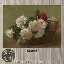 꽃그림액자 프랑스 화가 예술 미세분사 프린트 빈티지 고선명 그림 Latour정물 고전 화초 레스토랑, C07-16inch30x40cm