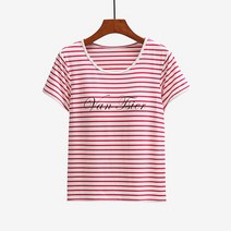 여성 노브라 반팔 티셔츠 줄무늬 심플 오버핏 여름 여자 노브라티 nobra shirt XK0475