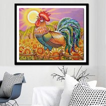 현관 사무실 거실 행운 수닭 인테리어 그림 장식 만들기 세트 diy, 130x90cm 전체 원형 큐빅