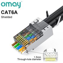 네트워크 테스터 OMAY CAT6/7 CAT5 Pass Through RJ45 모듈러 플러그 네트워크 커넥터 UTP 3/50μ 이더넷 케이블 용 금도금 8P8C 크림프 엔드, 03 100PCS, 04 CAT6A shielded