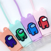 어몽어스 AMONG US 휴대용 손소독제 케이스 랜덤1개 실리콘 용기 키링 홀더 가방걸이 공병