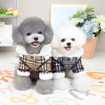 강아지겨울옷 강아지의류 강아지옷 체크 무스탕 자켓, 그레이_L