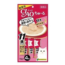 이나바 챠오츄루11살부터 노령묘용(참치+가다랑어)14gx4p / 고양이간식 이나바 챠오츄르 차오츄르 츄르 추르 노묘용 냥이간식 냥냥이 11세이상노령묘용 츄르스틱 간식