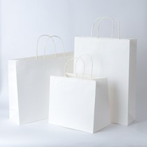 화이트 트위스트끈 종이쇼핑백 140g(10매) 모조지 백화점 고급선물 종이 포장 친환경 자동 깔끔한 포장지 대형 인쇄제작가능, 1묶음(10매)